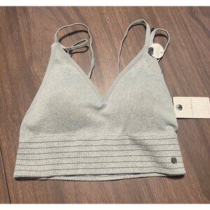 Lucky Brand Seamless Comfort Bra Medium Light Gray Soft Stretch Casual Strappy